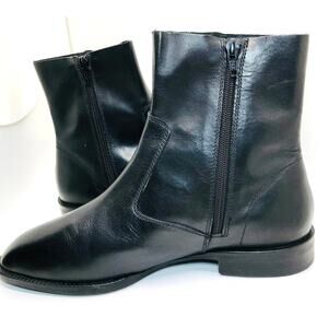 ASOS DESIGN Women’s Black Leather Side Zip Ankle Boots Size 8 NWOB Made in India